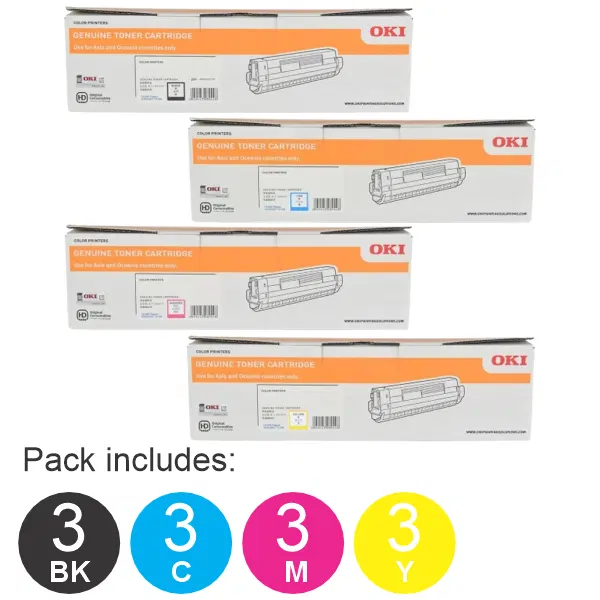 12 Pack OKI MC873 (1BK,1C,1M,1Y) Toner Cartridges