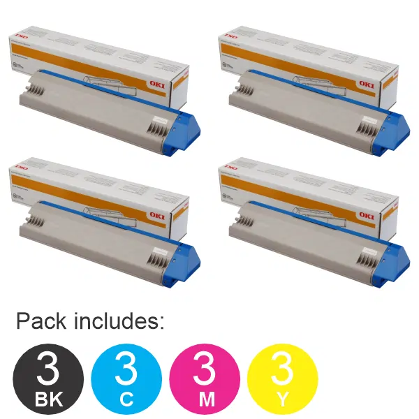 12 Pack OKI C911 (1BK,1C,1M,1Y) Toner Cartridges