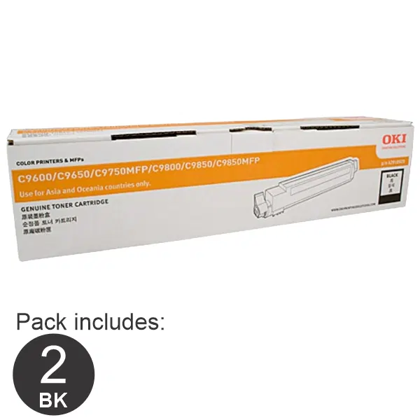 2 x OKI C9600 Black Toner Cartridge 42918920