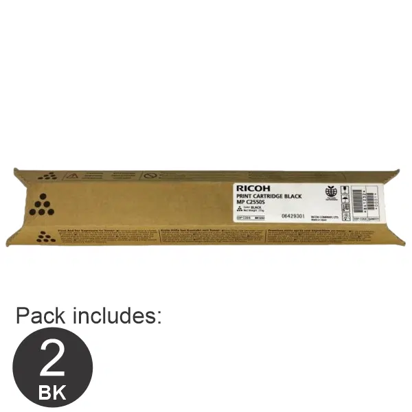 2 x Ricoh MPC2030 Black Toner Cartridge 841232