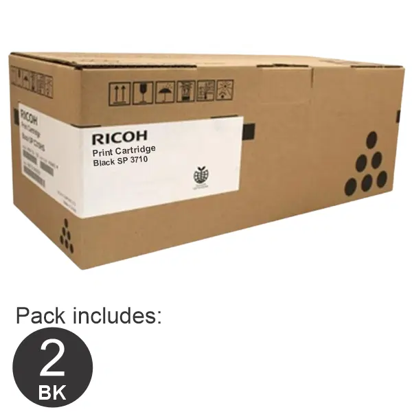 2 x Ricoh SP3710 Black Toner Cartridge 408322