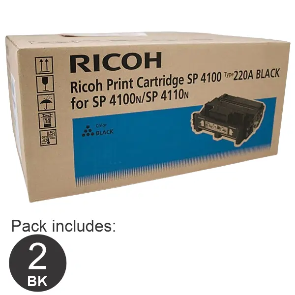 2 x Ricoh Type 220A Black Toner Cartridge 407009