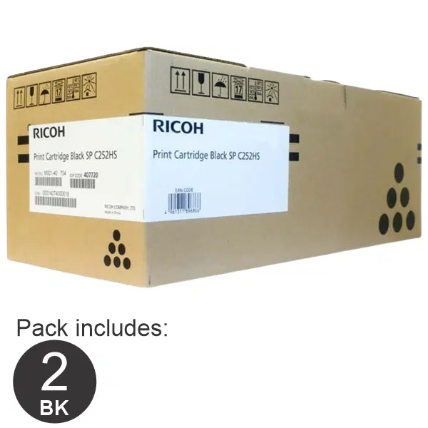 2 x Ricoh SPC252 Black Toner Cartridge 407720