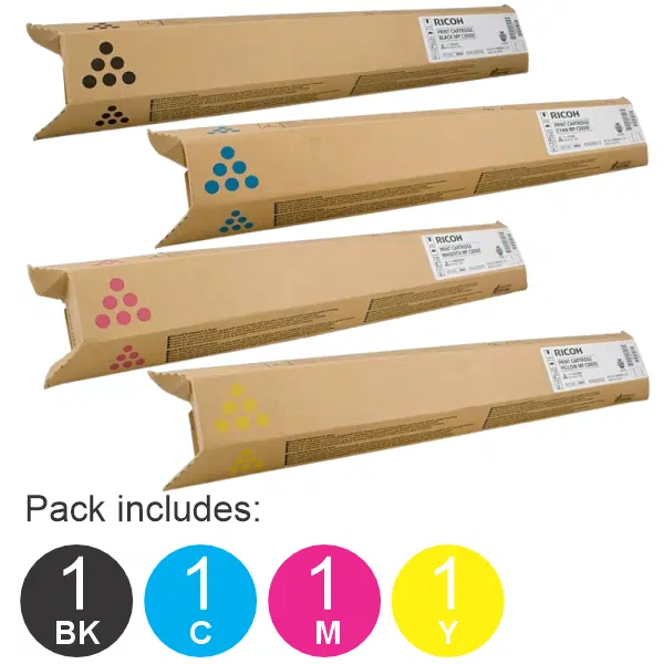 4 Pack Ricoh MPC3000 (1BK,1C,1M,1Y) Toner Cartridges