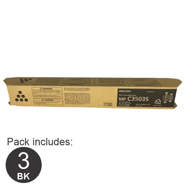 3 x Ricoh MPC3003 Black Toner Cartridge 841829