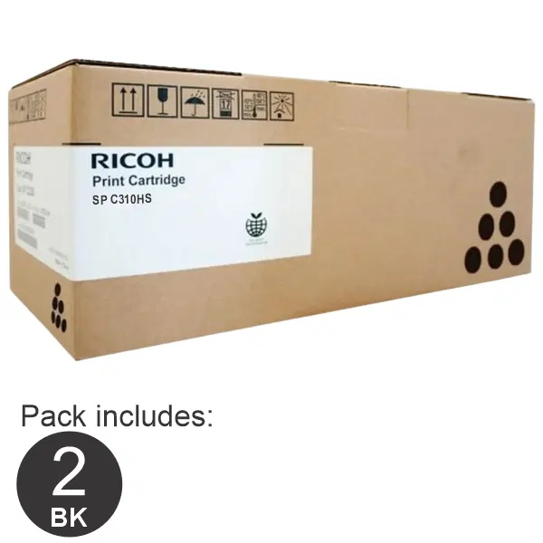 2 x Ricoh SPC310 Black Toner Cartridge 406483