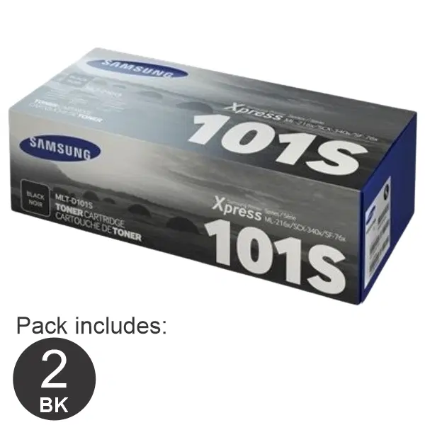 2 x Samsung MLTD101S Black Toner Cartridge SU698A