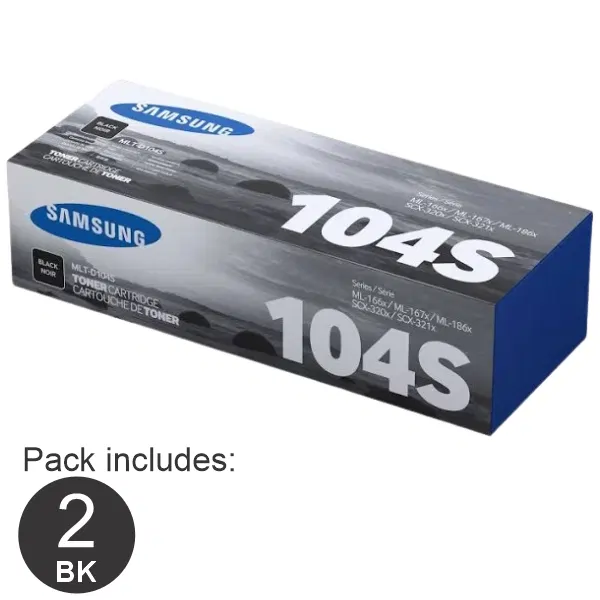 2 x Samsung MLTD104S Black Toner Cartridge SU748A