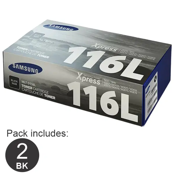 2 x Samsung MLTD116L High Yield Black Toner Cartridge SU830A