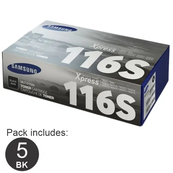 5 x Samsung MLTD116S Black Toner Cartridge SU842A