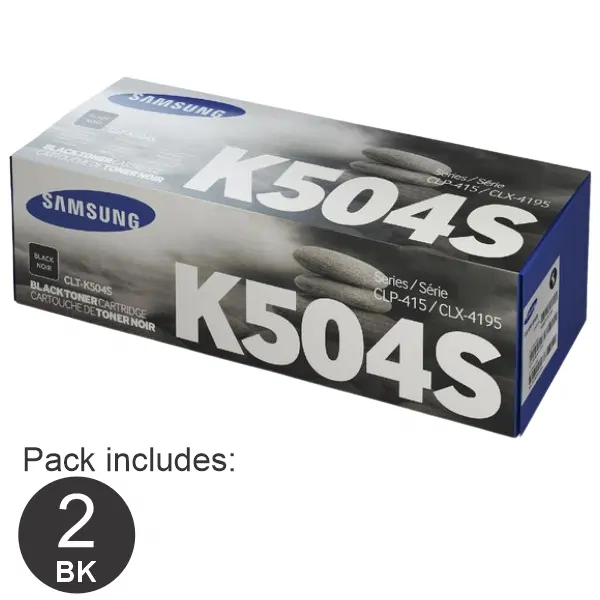 2 x Samsung CLTK504S Black Toner Cartridge SU160A