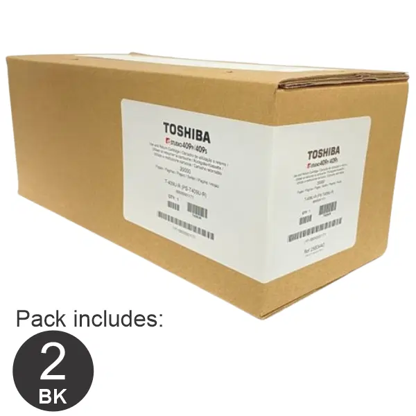 2 x Toshiba T408PR Black Toner Cartridge T408PR