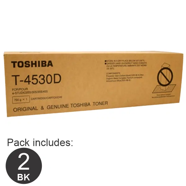 2 x Toshiba T4530 Black Toner Cartridge T4530