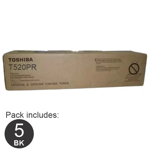 5 x Toshiba T520PR Black Toner Cartridge T520PR