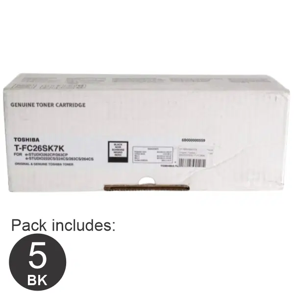 5 x Toshiba TFC26SK Black Toner Cartridge