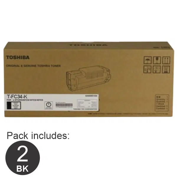 2 x Toshiba TFC34 Black Toner Cartridge TFC34K