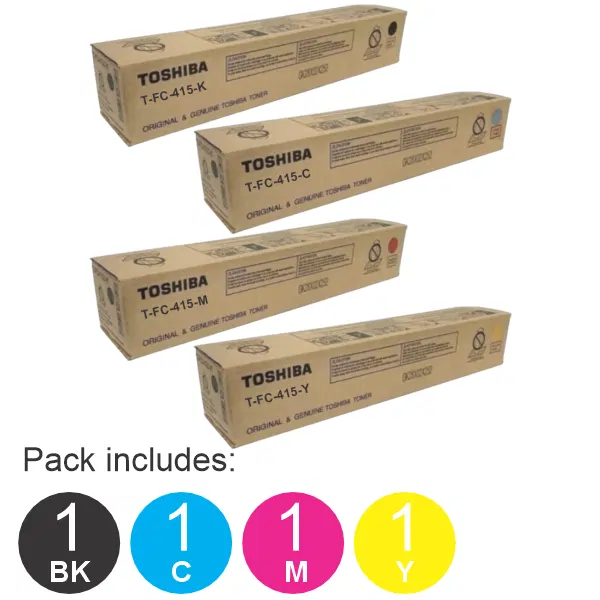 4 Pack Toshiba TFC415 (1BK,1C,1M,1Y) Toner Cartridges