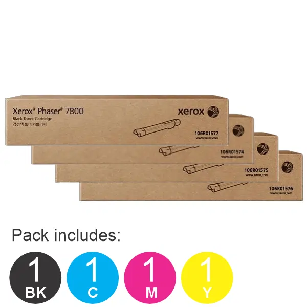 4 Pack Fuji Xerox 106R01577,106R01574,106R01575,106R01576 (1BK,1C,1M,1Y) Toner Cartridges