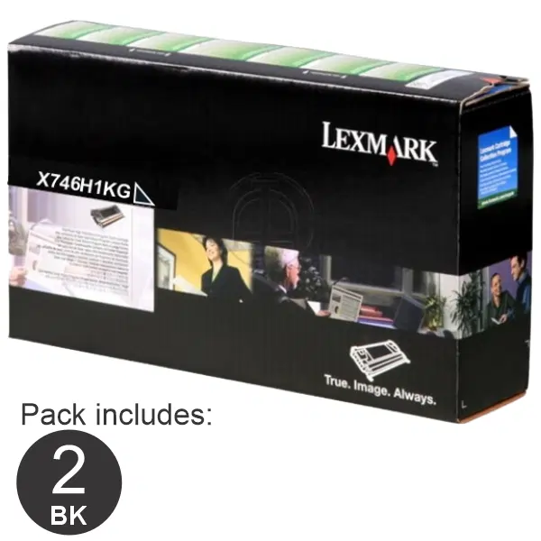 2 x Lexmark X746H1KG High Yield Black Toner Cartridge X746H1KG