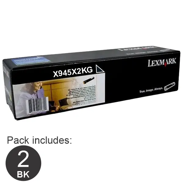 2 x Lexmark X945X2KG Black Toner Cartridge X945X2KG