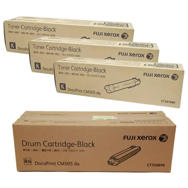 Fuji Xerox CT350899 Black Drum Unit & 3 x Fuji Xerox CT201680 Black Toner Cartridge