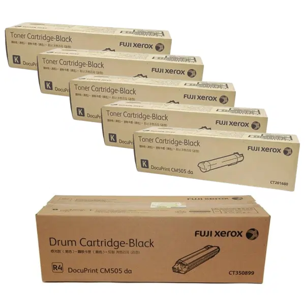 Fuji Xerox CT350899 Black Drum Unit & 5 x Fuji Xerox CT201680 Black Toner Cartridge