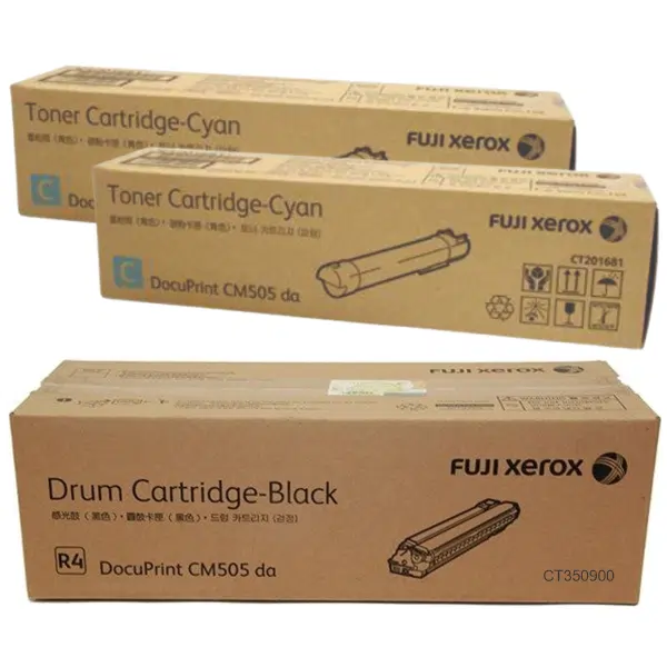 Fuji Xerox CT350900 Cyan Drum Unit & 2 x Fuji Xerox CT201681 Cyan Toner Cartridge