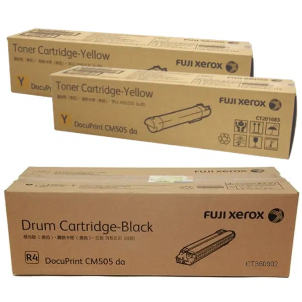 Fuji Xerox CT350902 Yellow Drum Unit & 2 x Fuji Xerox CT201683 Yellow Toner Cartridge