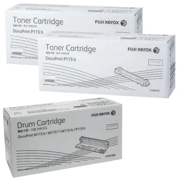 Fuji Xerox CT351005 Drum Unit & 2 x Fuji Xerox CT202137 Black Toner Cartridge