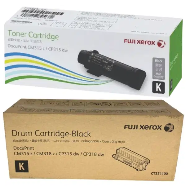 Fuji Xerox CT351100 Black Drum Unit & Fuji Xerox CT202610 Black Toner Cartridge