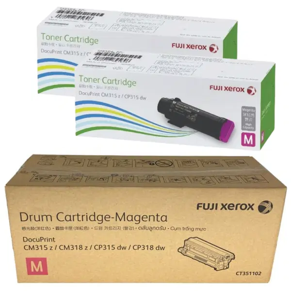 Fuji Xerox CT351102 Magenta Drum Unit & 2 x Fuji Xerox CT202612 Magenta Toner Cartridge