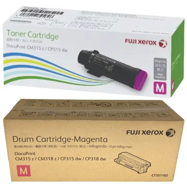 Fuji Xerox CT351102 Magenta Drum Unit & Fuji Xerox CT202612 Magenta Toner Cartridge