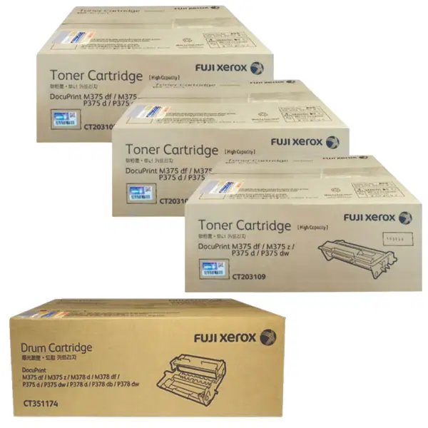 Fuji Xerox CT351174 Drum Unit & 3 x Fuji Xerox CT203109 Black Toner Cartridge