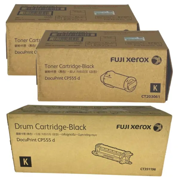 Fuji Xerox CT351196 Black Drum Unit & 2 x Fuji Xerox CT203061 Black Toner Cartridge