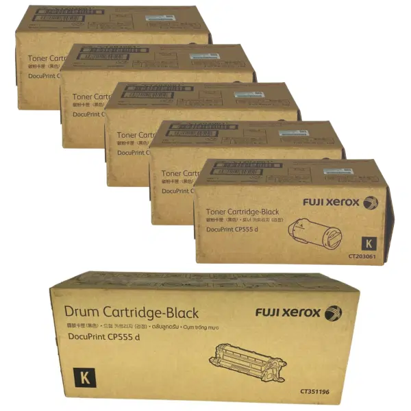 Fuji Xerox CT351196 Black Drum Unit & 5 x Fuji Xerox CT203061 Black Toner Cartridge