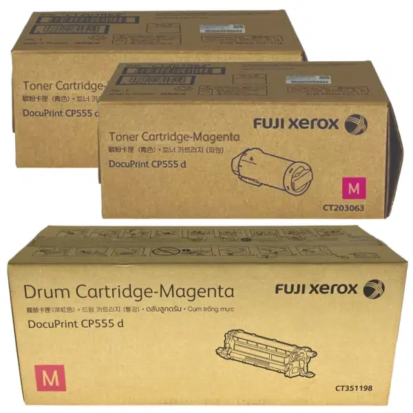 Fuji Xerox CT351198 Magenta Drum Unit & 2 x Fuji Xerox CT203063 Magenta Toner Cartridge