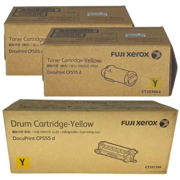 Fuji Xerox CT351199 Yellow Drum Unit & 2 x Fuji Xerox CT203064 Yellow Toner Cartridge