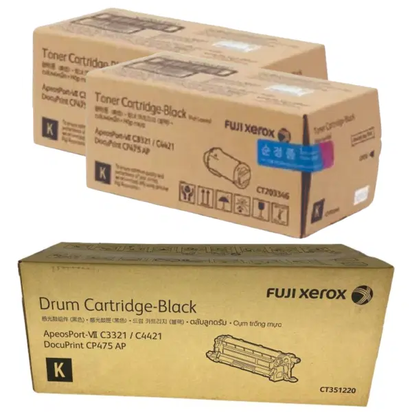 Fuji Xerox CT351220 Black Drum Unit & 2 x Fuji Xerox CT203346 Black Toner Cartridge