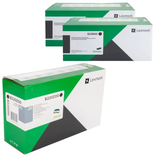 Lexmark B220Z00 Imaging Unit & 2 x Lexmark B226000 Black Toner Cartridge