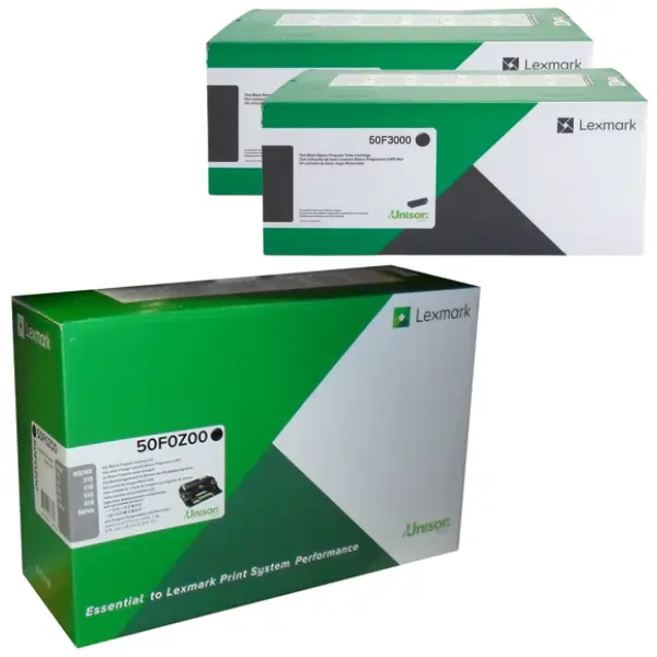 Lexmark 500Z (50F0Z00) Imaging Unit & 2 x Lexmark 503 (50F3000) Black Toner Cartridge