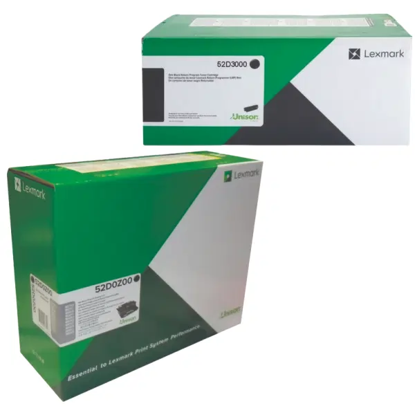 Lexmark 520Z (52D0Z00) Imaging Unit & Lexmark 523 (52D3000) Black Toner Cartridge