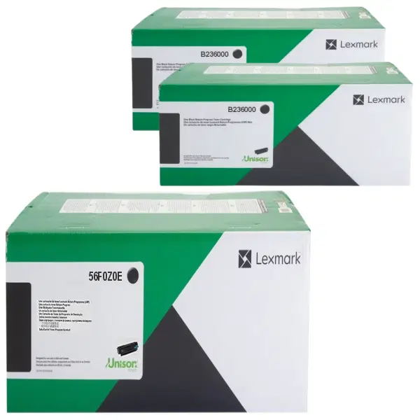 Lexmark 56F0Z0E Imaging Unit & 2 x Lexmark B236000 Black Toner Cartridge