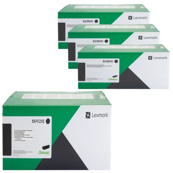 Lexmark 56F0Z0E Imaging Unit & 3 x Lexmark B236000 Black Toner Cartridge