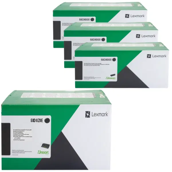 Lexmark 58D0Z0E Imaging Unit & 3 x Lexmark 58D6000 Black Toner Cartridge