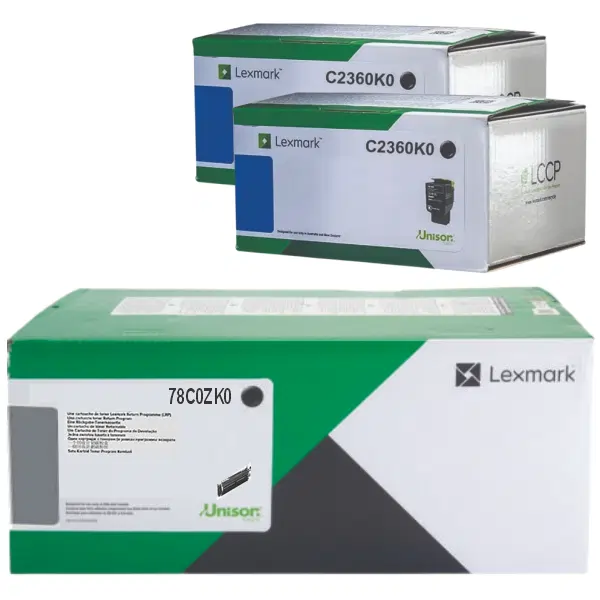 Lexmark 78C0ZK0 Black Imaging Kit & 2 x Lexmark C2360K0 Black Toner Cartridge