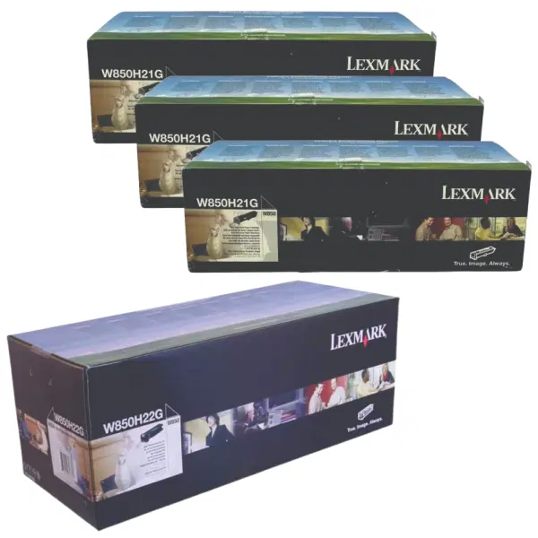 Lexmark W850H22G Drum Unit & 3 x Lexmark W850H21G Black Toner Cartridge