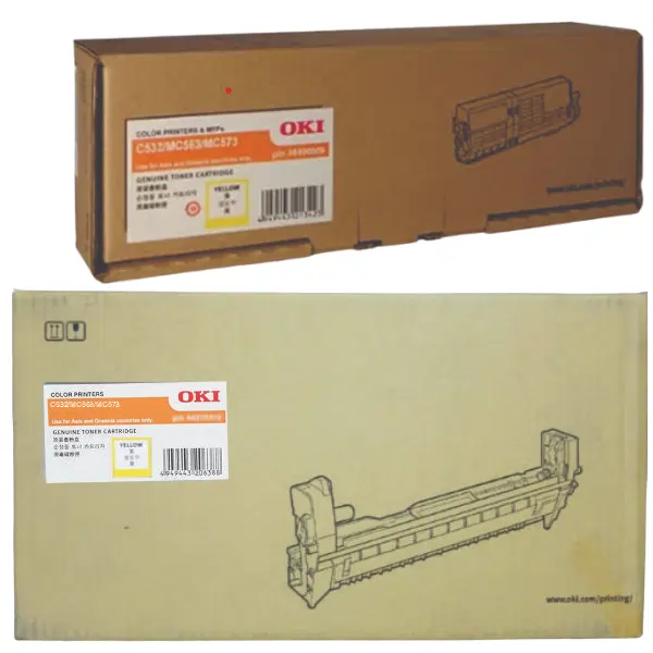 Oki C532DN Yellow Drum Unit & OKI C532DN Yellow Toner Cartridge 46484109 46490609