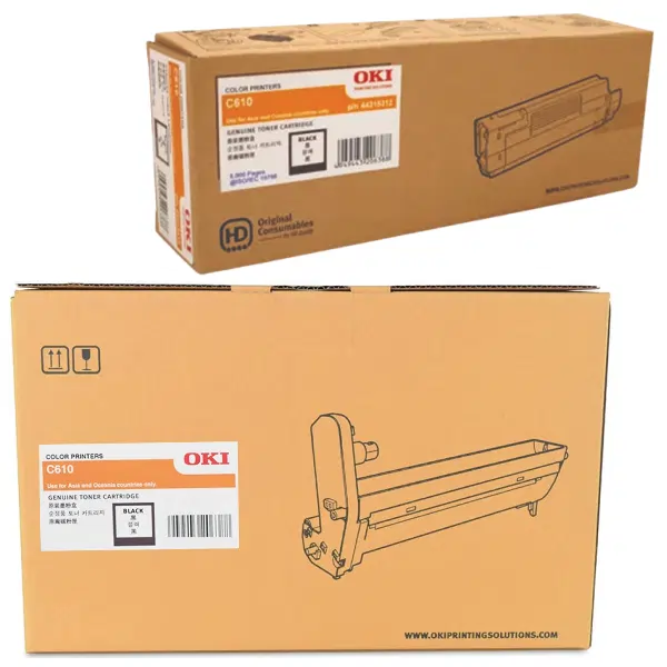 Oki C610 Black Drum Unit & OKI C610 Black Toner Cartridge 44315112 44315312