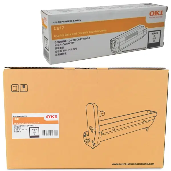 Oki C612 Black Drum Unit & OKI C612 Black Toner Cartridge 46507312 46507512