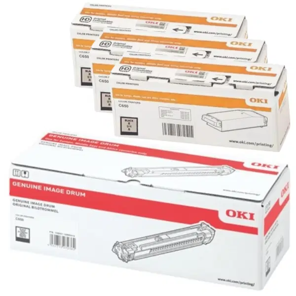 Oki C650DN Black Drum Unit & 3 x OKI C650DN Black Toner Cartridge YA8001-1099G016 YA8001-1088G036